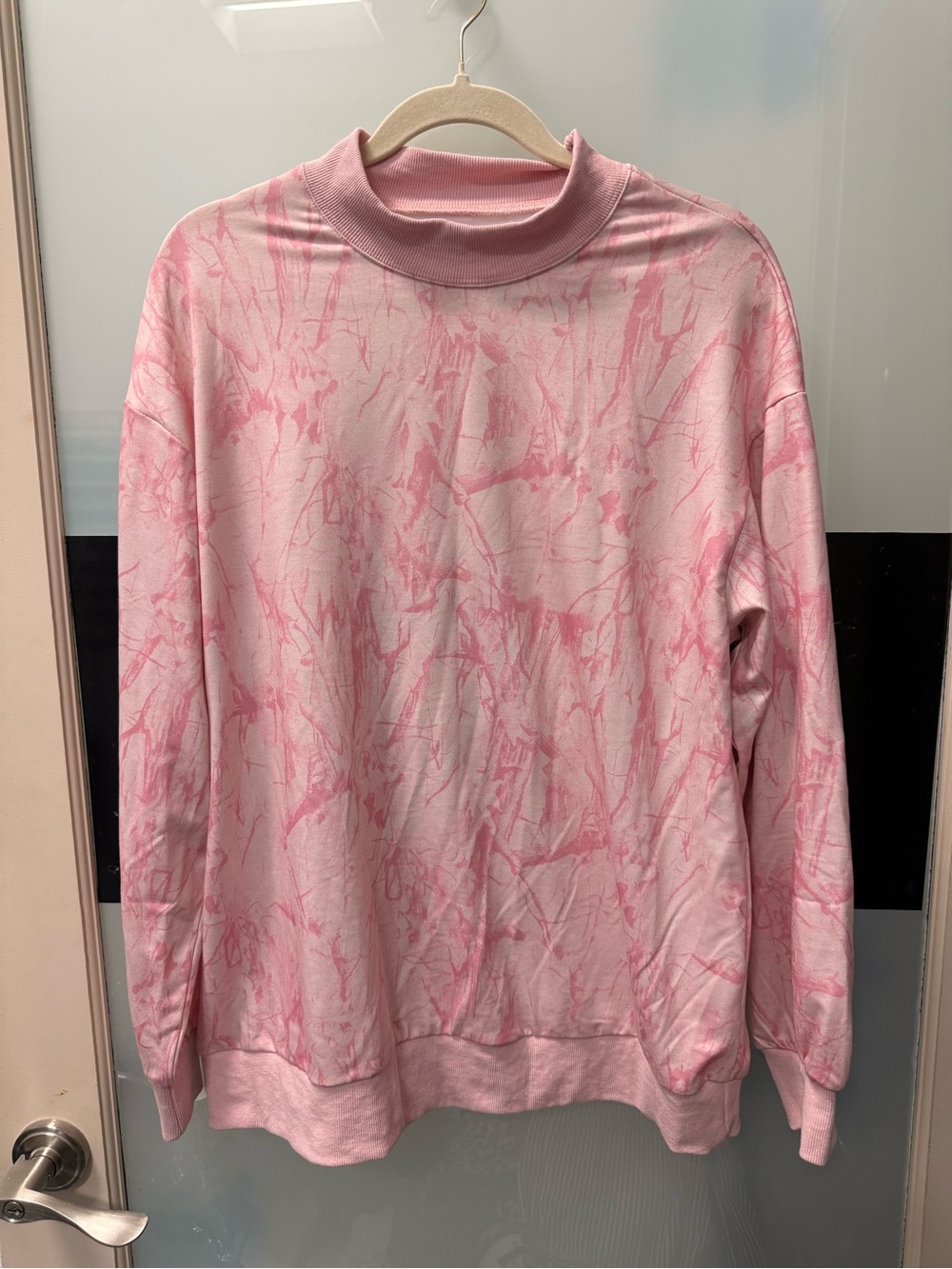 Pink Tie-Dye Mock Neck Women's shorts set